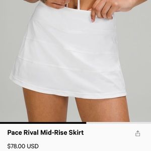Lululemon pace rival mid-rise skirt- size 4
